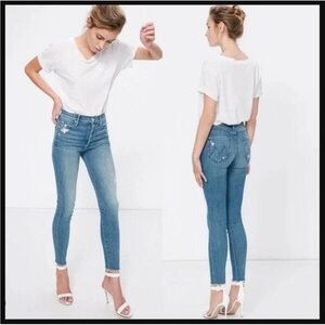 $228 Mother The Stunner Ankle Fray Graffiti Girl Jean Sz 25
